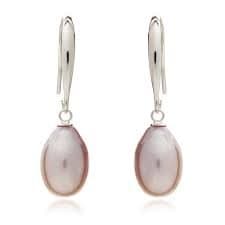 925 Sterling Silver 7.5-8 mm Freshwater Pearl Dangle Earrings (Pink)
