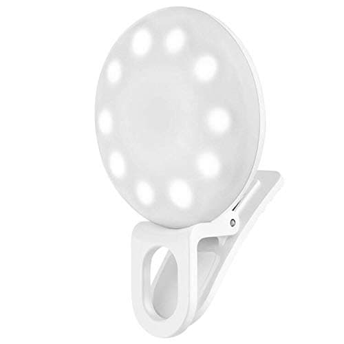 Criacr Selfie Light, USB Rechargeable 20 LED Selfie Fill-light, Clip-on LED Circle Light, Supplementary Lighting Night Selfie Enhancing, for Samsung, Huawei and Smartphones