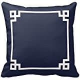 Dark Blue and White Greek Key Border Pillow Home Sofa Decorative 18X18 Inch Square Throw Pillow Case Decor Cushion Covers