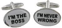 CL56 The Boss Never Wrong Design Stainless Steel Cufflinks in gift box