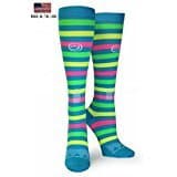 Crazy Compression OTC All About Stripes Compression Socks (SM (7-10), Color Blast)