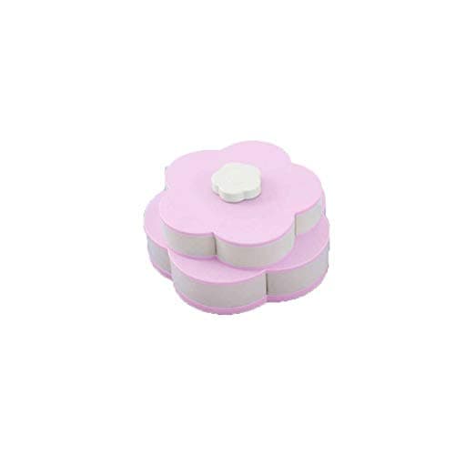 Double-layer Petal Rotating Melon Fruit Plate Shaking Sound Snack Plate Creative Living Room Pattern Home New Year Candy Dried Fruit Box Pink/Blue (Color : Pink, Style : Double layer)