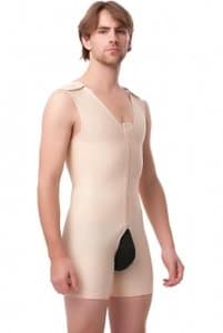 Men Bodysuit Mid Thigh Post Surgical - XL 46-50 Black