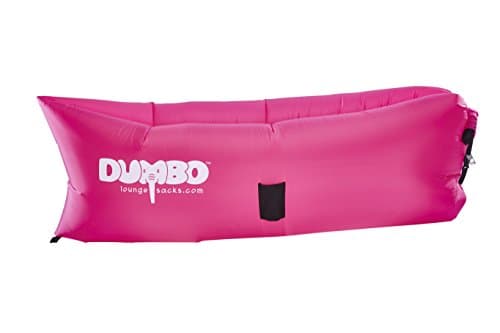 Dumbo Inflatable Lounger with Carry Bag, Securing Stake and Cup Holder for Traveling, Camping, Hiking, Pool and Beach Parties - Pink