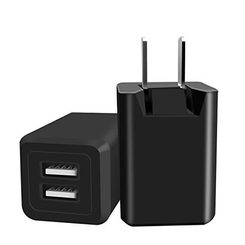 Wall Charger 2.1A 10.5W AC/DC Adapter Double USB Universal Portable Charger for iPhone 8 Plus X iPhone 7 Plus iPad With Lighting Cable (Black+Lighting Cable)