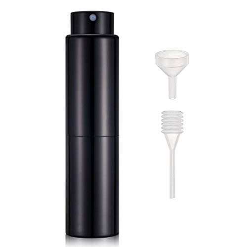 Refillable Perfume Atomiser 20ml Portable Travel Perfume Atomizer Spray Bottle Aftershave Dispenser with Pipette and Funnel (Silver) (bLACK)