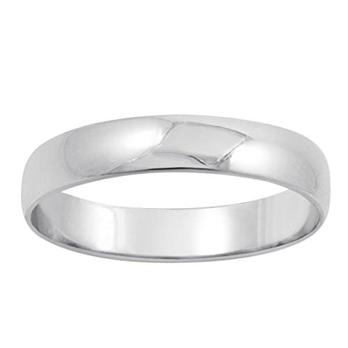 Men's 14K White Gold 4mm Classic Fit Plain Wedding Band (Available Ring Sizes 7-12 1/2)