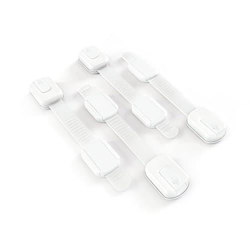Adjustable Toddler Safety Locks (4 Pack) | by INSAFE | Safely Lock Your Cabinets, Drawers, Fridge, Oven, Toilet, and more | No Drilling-Easy Installation-Authentic 3M Adhesive | 100% Guarantee (White)