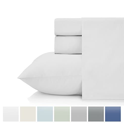 KRISTEX Comfortable 500 Thread Count 4 pc Bed Sheet Set, 100% Long Staple Pure Natural Cotton Sateen Weave, Soft Luxury High TC Sheets Hotel, Home Bedding Sets, Great Gift Ideas (White, Full)