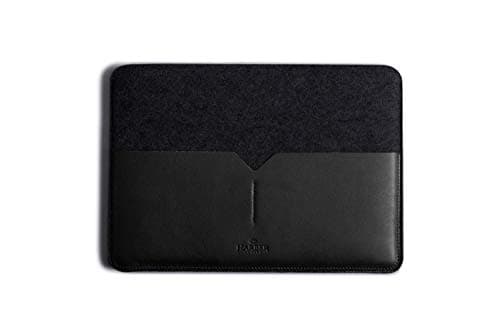 Laptop Black Edition Leather Sleeve Handmade Case and Wool Felt Cover (Macbook Pro 16”, Black)