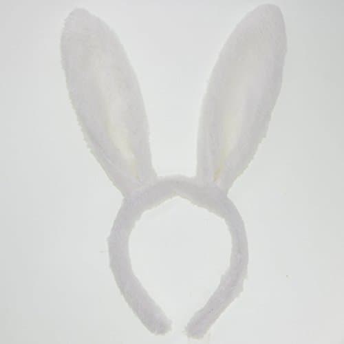 Easter Rabbit Ears Headband Easter Egg Hunt Cosplay Kids Hair Band Plush Soft and Fuzzy White 12pack