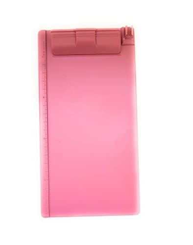 4.7" X 9" Mini Clipboard / Receipt Bill Holder Pad with Pen Pencil Holder and 200 mm Ruler Scale / Pink