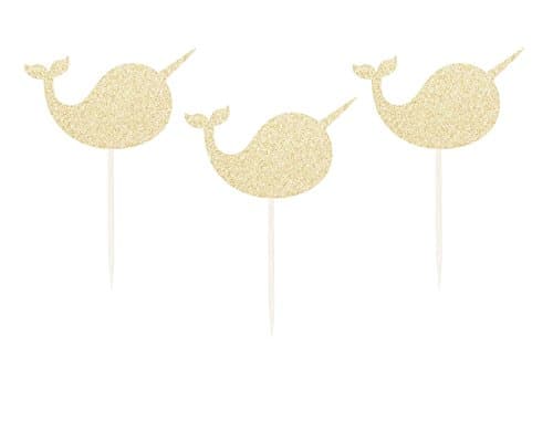 Narwhal Glitter Cupcake Toppers - any color