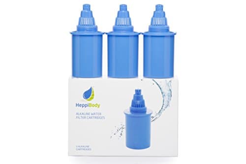 Heppi Alkaline Water Pitcher Replacement Filters, Blue, 3-Count