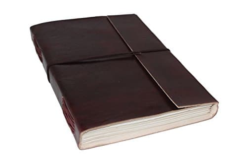 LEATHER JOURNAL Writing Notebook - Antique Handmade Leather Bound Daily Notepad For Men & Women Unlined Paper Medium 9 x 7 Inches
