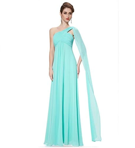Firefeel Womens One Shoulder Long Chiffon Bridesmaid Evening Light Green Dress 12