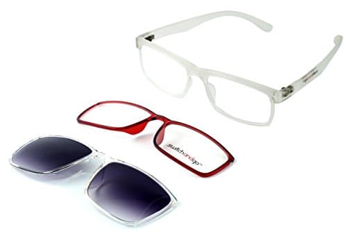 Sojourn 'Switch and Go' Swappable Designer Reading Glasses & Sunglasses 018-C5 in Matte Clear +1.50