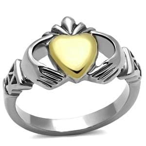 Claddagh Ring Two Tone Silver and Gold Stainless Steel