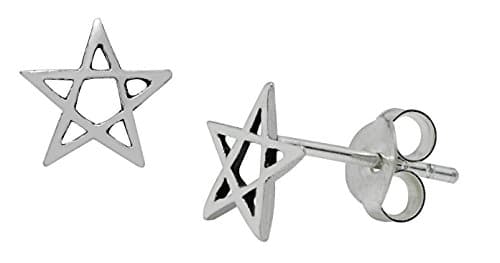 Sterling Silver Petite Pentagram Studs Earrings Wiccan Pagan Celtic