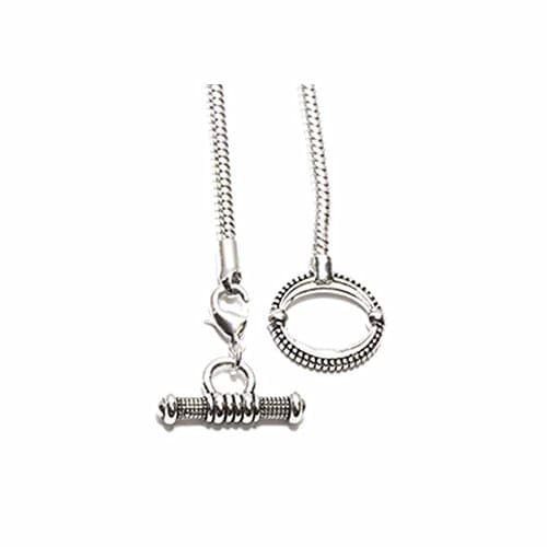 Amanda Blu Antique Silver Plated Necklace-Snake Chain with Bar and Toggle Clasp 16.5"