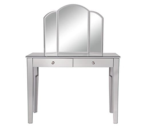 Mirrored 2 Drawers Dressing table 42 in. x 18 in. x 31 in. in Silver paint