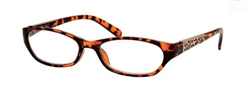 Stylish Spring Temple Plastic Frame with Fashion Decor Side Reading Glasses by iViva (+100, Brown Leopard Print)