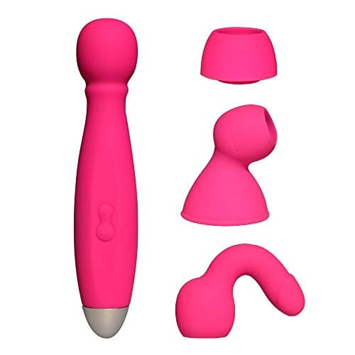 Fatoy Wand 3-Part Set Attachments 7 Vibrating Mode Usb-Charging 100% Waterproof For Back Shoulder And Sports Recovery, Pink