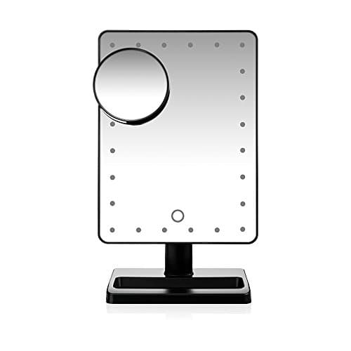 JUHANG 24pcs LED Makeup Mirror Lighted with Touch Screen 180 Degree Rotation and Detachable 10X Magnifying Spot Mirror