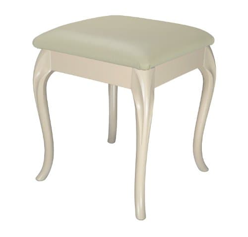 High Street Design Cabriole Dressing Table/Foot Stool with Cream Faux Leather Cushion, 35.99x35.99x43.99 cm