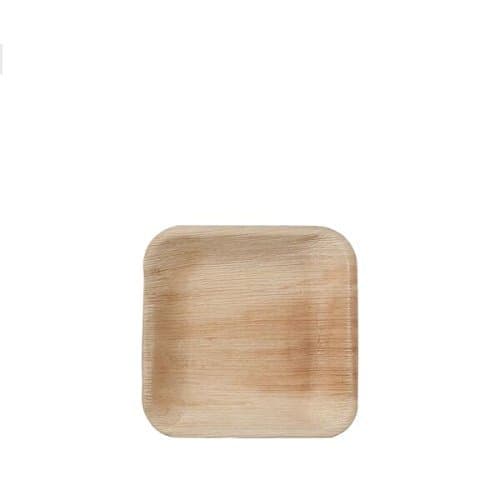 Premium Palm Leaf Plate Square 16 cm X 13 cm X 3 cm, Pack of 25)