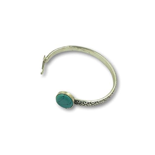 Jewelmake Williston Antique Silver Bangle Bracelet With Turquoise Stone