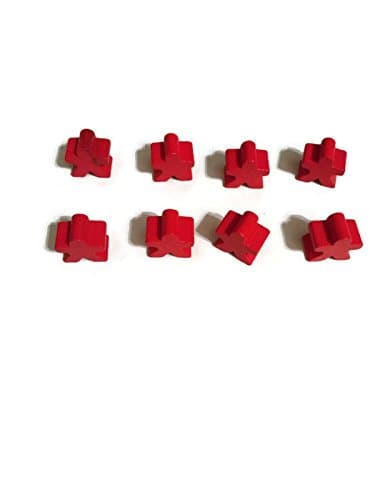 8 Red Carcassonne Meeples (original 16mm) Replacement Pieces
