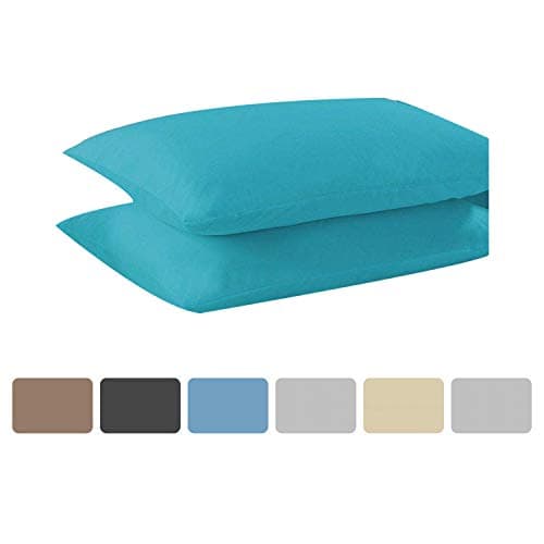 KOHSAR® Teal Pillowcases 2 Pack Standard Easy Care Plain Dyed Polycotton, Long Staple Cotton Pair of Pillowcases, Poly Cotton 50 x 75CM Pillow Cases Teal