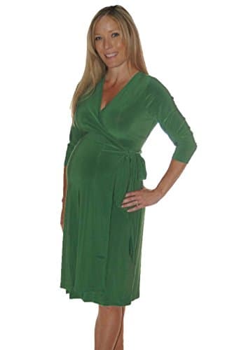 Japanese Weekend Luxe Jersey Maternity Wrap Dress - Solid (X-Large, Green)