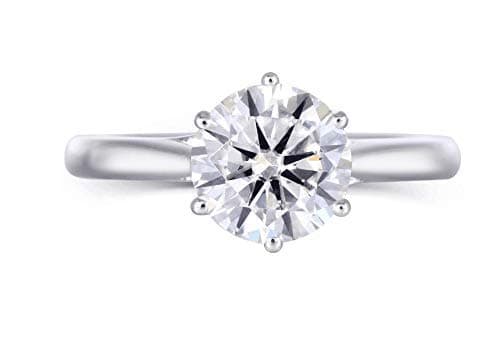 Platinum Plated Silver 2ct 8mm G-H-I Color Heart Arrows Cut Moissanite Engagement Rings 2.7mm Band Width