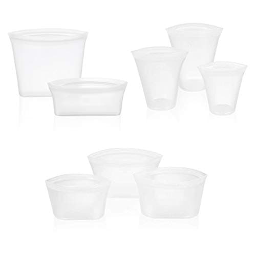 8pcs Clear Reusable Storage Containers Zip Top Leakproof Food Storage Cups Lunch Case Storage Box,Stand Up Bag.Microwave,refrigerated,Fresh-Keeping (White)