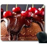 Mouse Pad with Chocolate Cake With Cherry Toppings Non-Slip Neoprene Rubber Standard Size 9 Inch X 7 Inch X 1/8 Mousepad