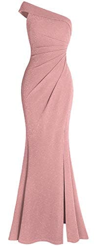 Women's Ruched One Shoulder Side Split Evening Party Dress