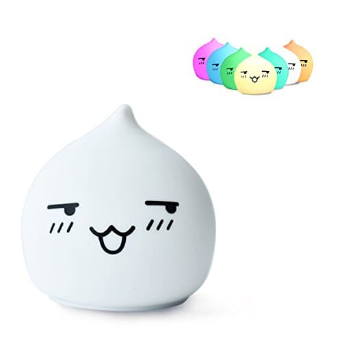 Lafedy Night Light Silicone Bedroom Warm White and Automatic Optional 7 Colour Changing Sensitive Tap Control Rechargeable Portable Baby Gift Lamp (Battery-Cute)