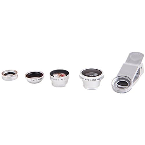 Universal Phone Camera Lens Kit Professional 4in1 0.67x Macro Lens&amp;Wide Angle Lens + 180° Fisheye Lens + 2x Telephoto Lens for iPhone Samsung Galaxy HTC LG Sony Moto Most Phones (4 In 1 Silver)
