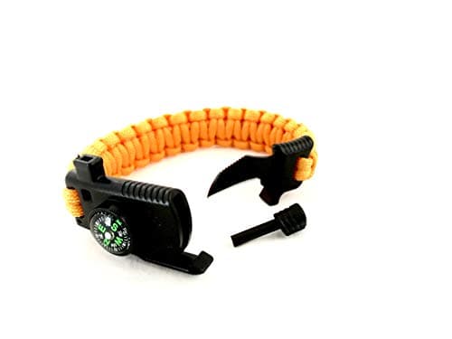 Silver Cardinal Paracod Bracelet with Survival Knife, Wrist Compass, Fire Starter Flint, Emergency Whistle| Survival Bracelet Kit| Tactical Bracelet for Men and Women (Orange)