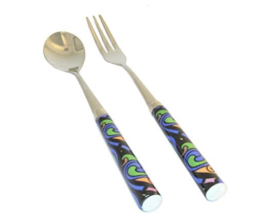 Porcelain Cake Fork and Tea Spoon Set Celtic Knot