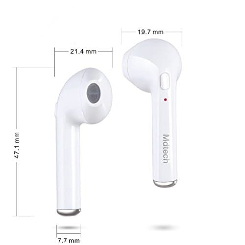 White Bluetooth Earbuds Wireless Headset by Colormobile Earphone Two Pieces Ear Friendly for iPhone 6 / 6s / 6s Plus / 7 / 7 Plus / X, Android, Samsung, Galaxy