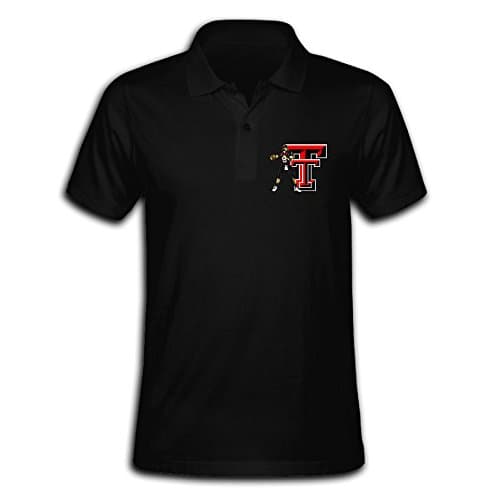 Men's Texas Tech Red Raiders Solid Short Sleeve Pique Polo Shirt Black US Size M