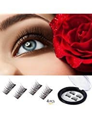 Dual Magnetic Eyelashes Magnet Ultra-thin 0.2mm 3D Reusable Fake Eyelashes For Women Makeup Natural Look (4pcs)