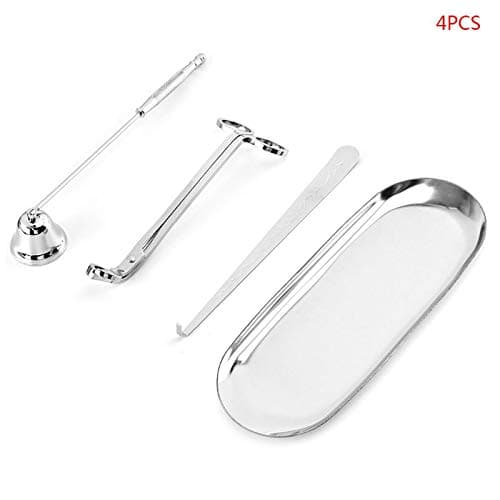 4 Pcs Candle Accessory Set Candle Wick Trimmer, Candle Wick Dipper, Candle Snuffer, Candle Tray Plate,Candle Scissor Cutter