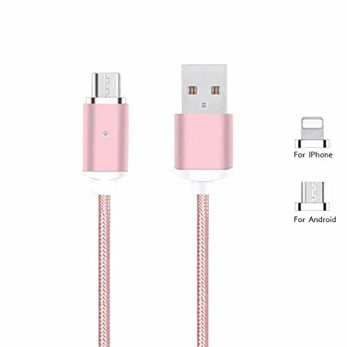 Tellitech Magnetic Detachable Micro USB Lightening Charging and Data Transfer Cable for Android Phone and Tablets Samsung Note Pad [3.1ft Single -Pack Rose Gold]