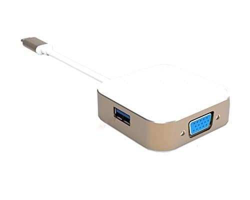 1JUSTLINK USB-C Type-C female USB Female Data Charger to VGA/USB Multiport Adapter Type C Adapter USB-C Hub Box for Macbook Laptop Support Moniter Projector HDTV Gold