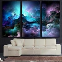 Wall Art Canvas Painting 3Pcs Abstract Graphics Psychedelic Nebula Space Wall Pictures For Living Room Large HD