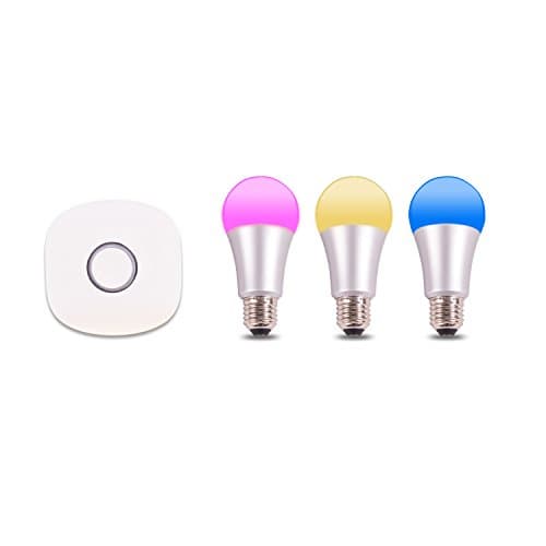 Smart Home Lighting Starter Kit, ZigBee Lightify RGBW Tunable White and Color Efficient LED Bulb,3 pcs 7W A19,E27 Bulbs and a Bridge, Compatible with Alexa